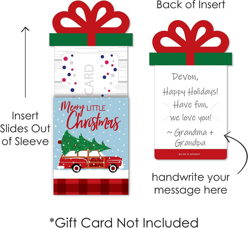 Set 8 Big Dot of Happiness Merry Little Christmas Tree - Red Car Christmas Party Money and Gift Card Sleeves - Nifty