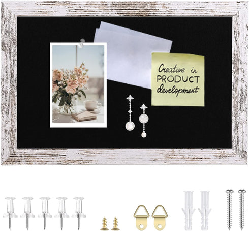 Black Felt Bulletin Board Decorative for Walls with Wood Frame Pin Board for Office Home Kitchen School
