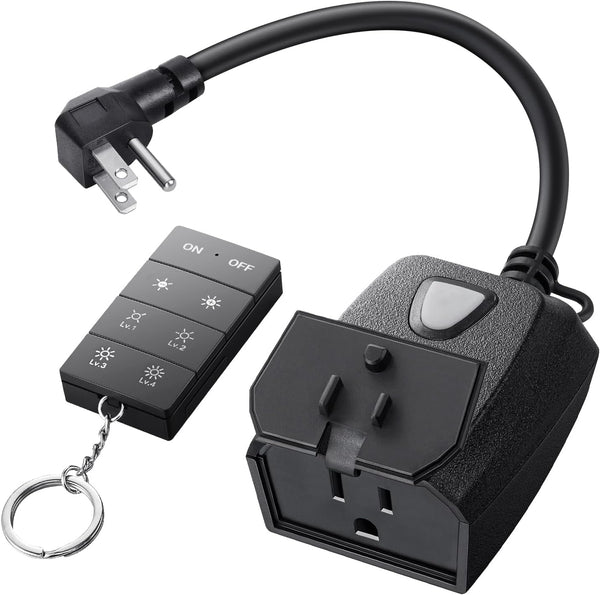 DEWENWILS Outdoor Dimmer for String Lights, 100FT Remote Range, IP44 Waterproof Plug-in