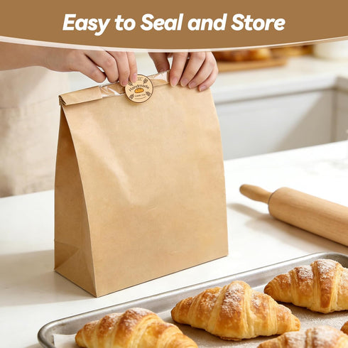 100 120 Tripho Pcs Bread Bags for Homemade Bread with Clear Window & Stickers, Sourdough Bread Bags for Storage