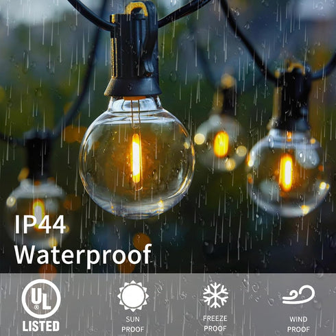 25FT, G40 27 Bulbs, Outdoor String Lights LED Patio Globe Lights with Shatterproof Waterproof Connectable Hanging