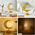 Decorative Table Lamp, Battery Powered Ramadan Desk Lamp with Crescent Table Light for Bedside Nightstand and Kid's