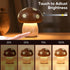 LONRISWAY 2Pack Dimming Wood Small Mushroom Table Lamp, LED Rechargeable Cordless Touch Bedside Lamps, Wireless