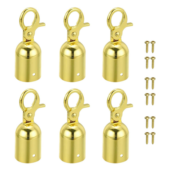 PATIKIL 6 Pack 1.1"x3.2" Stanchion Rope End Stopper, Golden Cord End Caps for Crowd Control