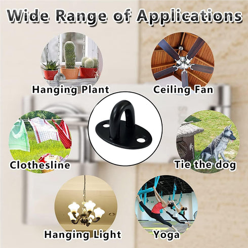 Stainless Steel Ceiling Hooks with Screws, 12 PCS Marine Hardware Hooks Pad Eyes Plate