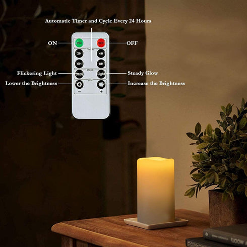 4" 6" Set 2 Homemory x Large Waterproof Outdoor Flameless Candles, Battery Operated Flickering LED Pillar Candles