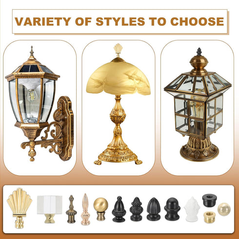 30mm 1/4-27 Inch PATIKIL Lamp Shade Finial, Lamp Finials Caps Knob with Removable Base Threaded Alloy Solid Lamp Finial