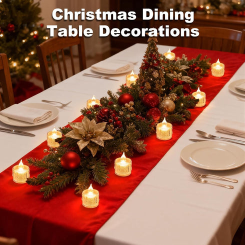 24Pcs LED Flameless Candles, Crystal LED Tea Lights Battery Operated for Christmas Romantic Night Wedding Anniversary