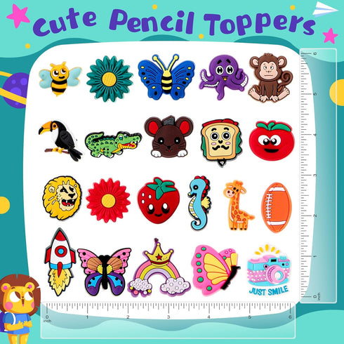 Pencil Charms Bulk for Kids, 120 Pcs Pencil Clips and Decorations for Classroom Rewards