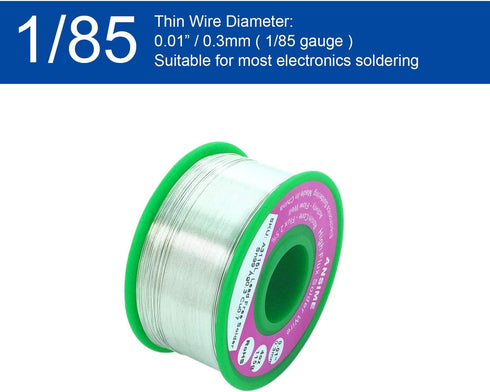 Thin Solder Wire 0.3mm Lead Free Rosin Core, 4oz 115g Alloy Fine Electrical Soldering Wire