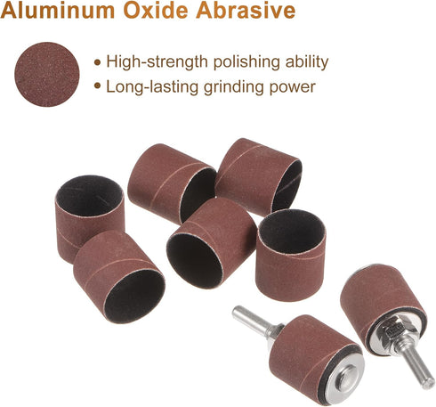 uxcell 50 Pcs 1 Inch Sanding Sleeves Sandpaper Set, 240 Grit with 2 Pcs 0.79 Inch Drum Mandrels for Rotary Tools
