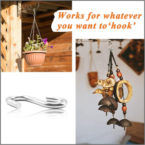 Bathonly 2 Packs S Hooks, Heavy Duty 3 Inch Rustproof Large S Hooks for Hanging Kitchenware, Load Capacity 550 LBS