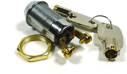 Philmore 5/8" On/Off Key Switch Lock SPST with 2 Keys and Nut, Removable On or Off, 30-10078