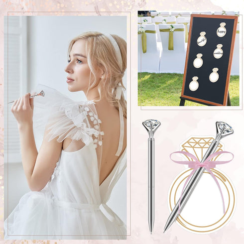 Fuutreo 24 Pack Diamond Ring Sticky Notes - Memo Pad with Big Diamond Pens for Wedding Gift Supplies