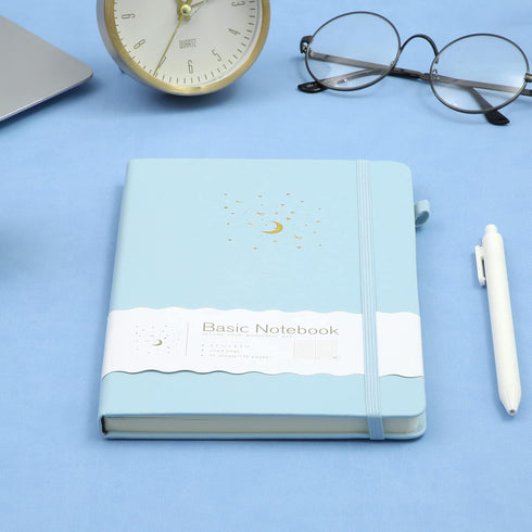 CAGIE Lined Journal Notebook for Work, 196 Pages, Medium 5.7" x 8.3", Hardcover with Pen Loop, Sky Blue