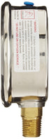 PIC Gauge S201L-254CC 30-0-30 PSI Pressure Gauge, 2.5" Dial, Bottom Mount, Glycerin Filled, Stainless Steel Case