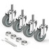 Caster Wheels 3 inch with No Brake, 1/2" -13 x 1-1/2" Threaded Swivel Casters Set of 4, Grey
