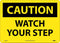 NMC C203RB OSHA Sign, "CAUTION WATCH YOUR STEP", 14" Width x 10" Height, Rigid Plastic, Black On Yellow