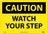 NMC C203RB OSHA Sign, "CAUTION WATCH YOUR STEP", 14" Width x 10" Height, Rigid Plastic, Black On Yellow