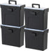 IRIS USA Slim Portable File Box, Black, 4 Pack, BPA-Free Storage with Organizer-Lid and Sturdy Handle