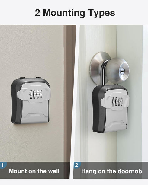 Resettable (1 Pack, Puroma Lock Box, Key Lock Box Wall Mount & Portable Combination Lockbox with Code, Security Lockbox