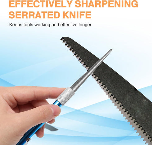 3PCS Garden Tool Sharpener, 2PCS Double-Sided Diamond Knife Sharpener and 1PCS Retractable Rod for Gardening