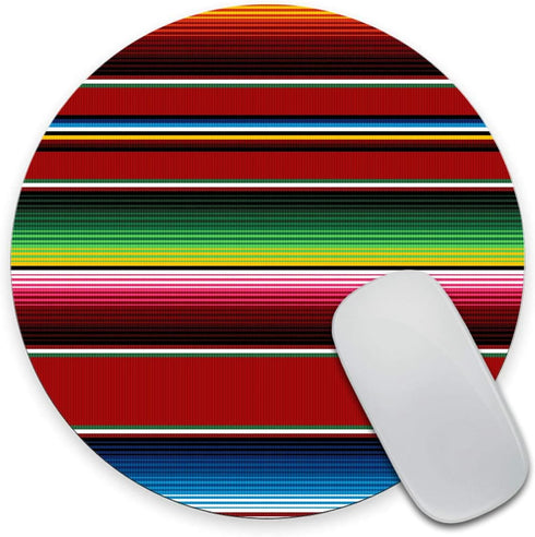 Serape Stripe Mouse Pad, Colorful Mexican Rug Print, Multicolored Round Mouse Pads 7.9 x 7.9 x 0.12 Inch