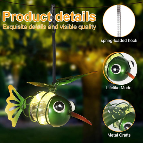 Yamodoor 2 Pack Hummingbird Solar Outdoor Hanging Lantern Creative Small Sculpture Lights Durable Waterproof Lamp
