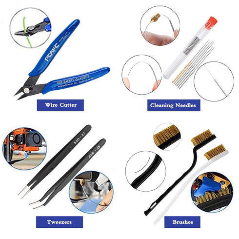 23Pcs 3D Printer Tool Kit, Accessories Removal Tools Includes Nozzle Cleaning Kit, Putty Knife Scraper, Brushes