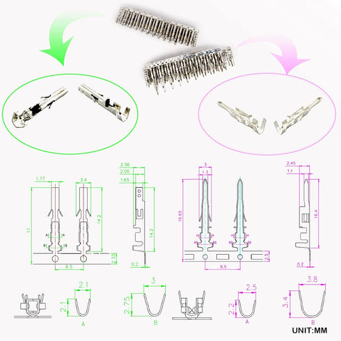 Gikfun 4.2mm 18-24 AWG Wire Connectors Housing Terminal, Male & Female Plug Housing and Pin Header Kit