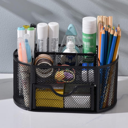 PAKASEPT Desk Organizers, Mesh Desk Organizer Caddy Supplies with Compartments, Makeup Marker Desktop Storage for Office School Home Supplies Teacher Students by PAKASEPT