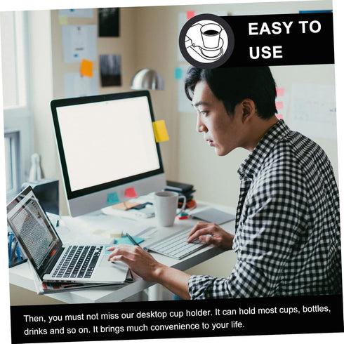 GLEAVI Large Thickened Desk Side Cup Holder Clip Sturdy Plastic Drinking Cup Clamp for Office Car Home Use Fits Most