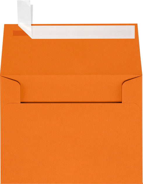 LUXPaper A2 Invitation Envelopes | 4 3/8" x 5 3/4" | Mandarin Orange | Peel & Press | 80lb. Text | 50 Qty