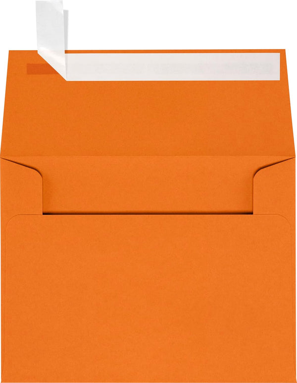 LUXPaper A2 Invitation Envelopes | 4 3/8" x 5 3/4" | Mandarin Orange | Peel & Press | 80lb. Text | 50 Qty