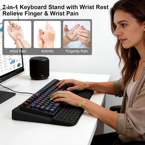 RVSEDYU Keyboard Stand with Wrist Rest, Computer Keyboard Pad with Wrist Support, Ergonomic Keyboard Riser Holder Lift