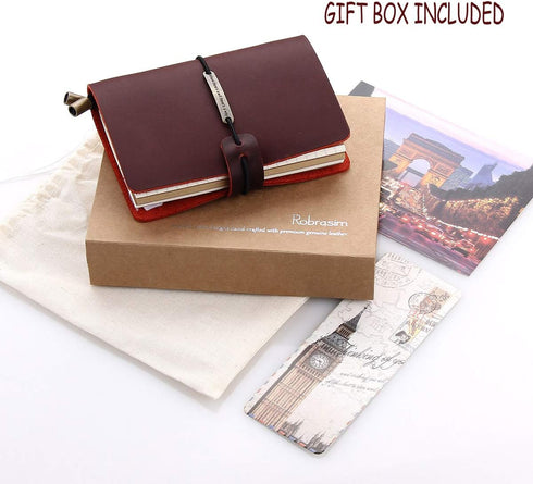 Refillable Handmade Travelers Notebook, Leather Travel Journal Notebook for Men & Women, Perfect for Writing, Gifts,