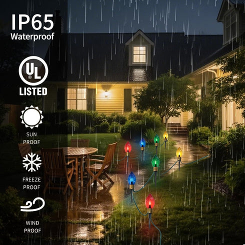 7FT 4Pcs Jumbo Christmas Pathway Lights Outdoor, Connectable Plug in Multicolor Diamond Walkway Lights for Driveway