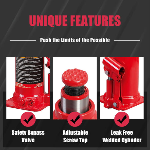 BIG RED 2 Ton (4,000 LBs) Capacity Hydraulic Welded Bottle Jack, TAM90203B