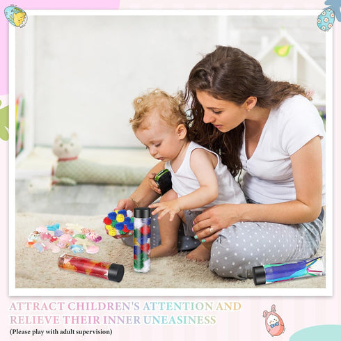 6 1-3 400 ml Arrowbash Pcs Sensory Bottles Kits for Toddlers Kids Plastic Calming Bottles Empty with Lid Calm Down Jar