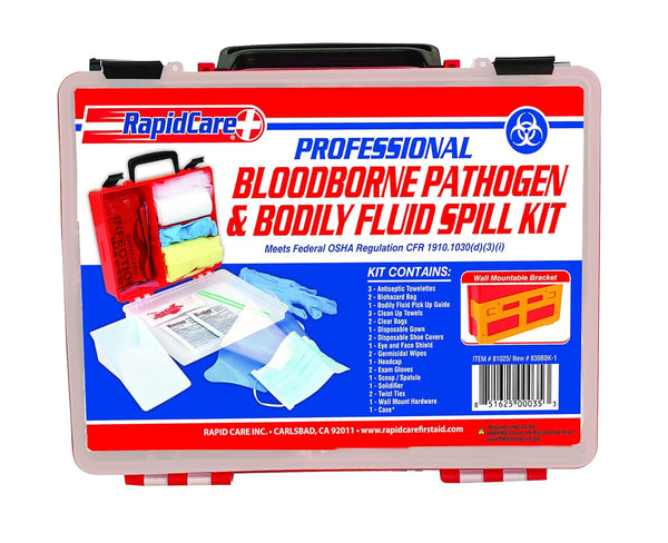 Rapid Care First Aid 839BBK-1 Premium Bloodborne Pathogen & Bodily Fluid Spill Kit, OSHA Compliant, 10" x 8" x 3 1/2"