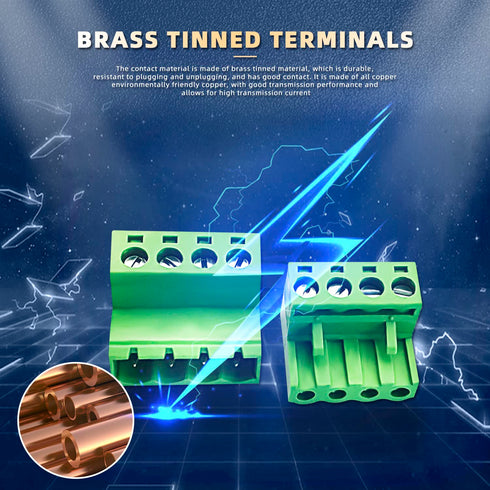 15 Pcs 4 Pin PCB Mount Screw Terminal Block Connector with 15 Pairs 5.08mm Pitch Screw Plugs