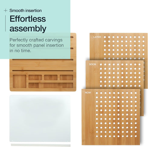 Bamboo Wood Desk Organizer: 3-Tier Non-Slip File Holder, Mail Organizer, Effortless Assembly, Perfect for Desk System