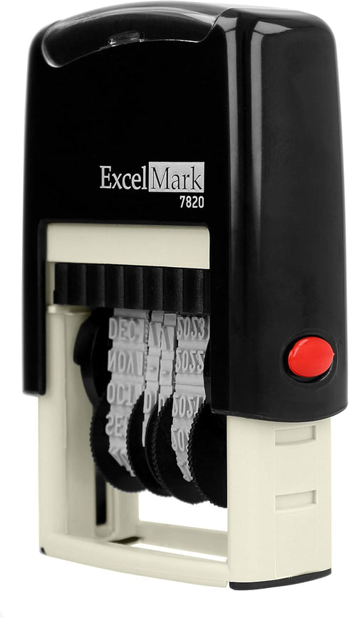 ExcelMark 7820 Self-Inking Rubber Date Stamp, Great for Shipping, Receiving, Expiration and Due Dates (Red Ink)