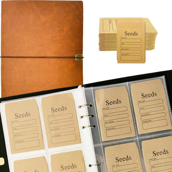 Seed Storage Organizers, Set of 80 Resealable Seed Envelopes and Binder Set for Vegetable