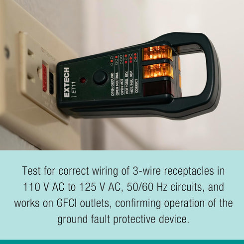Extech ET11 GFCI Receptacle Tester
