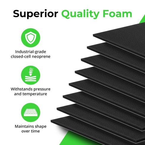 XCEL Anti Vibration Pads, Self Stick Adhesive Foam Rubber Sheets for Appliances and Furniture (Black, 6x6x1/8 in, 8)