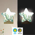 Burbuja 0.2W Watercolor Cactus LED Night Light Plug into Wall Star-Shaped Nightlight Dusk to Dawn Auto Sensor