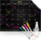 Black Magnetic Calendar for Refrigerator, Dry Erase Calendar for Family, Kids, Menu Planner, 12 x 16in with 4 Markers
