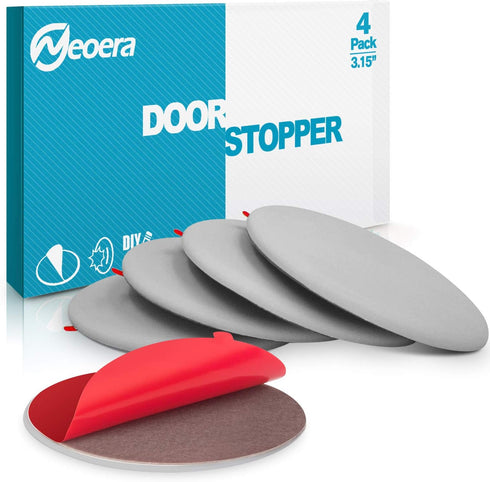 Neoera 3.15" Round Soft Rubber Door Stopper Wall Protector, Premium Self Adhesive Door Bumper (Gray, 4 Pack)