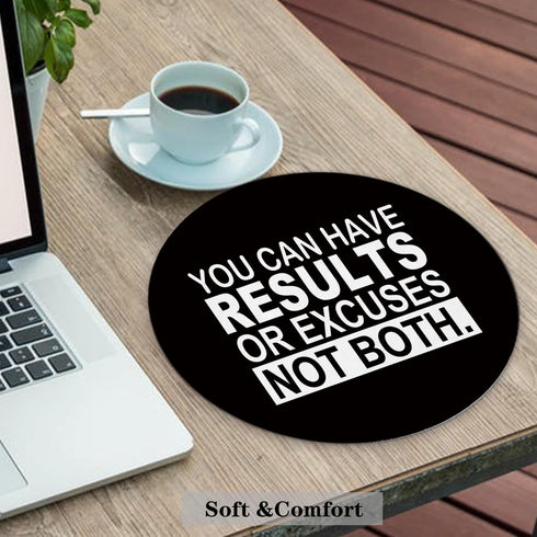 XUNLURY Accessories,7.9x7.9 Inch Black Inspirational Mouse Pad, You Can Have Results or Excuses Not Both Motivational